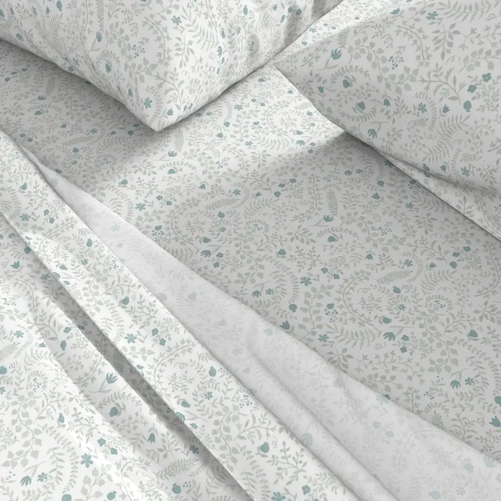 Veronica Healing Aloe And Aegean Teal King Sheet Set - Light Grey alternate view
