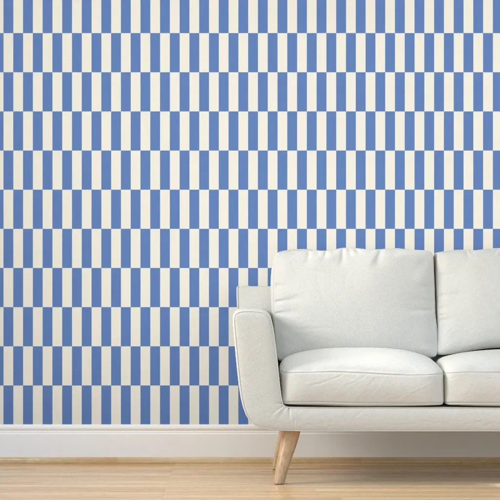 Vertical Bold Block Stripes Peel and Stick Wallpaper - Cornflower Blue product