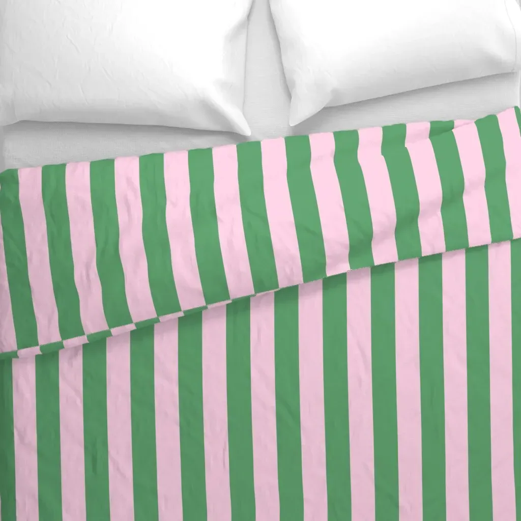 Vertical Cabana Preppy Duvet Cover - Green alternate view