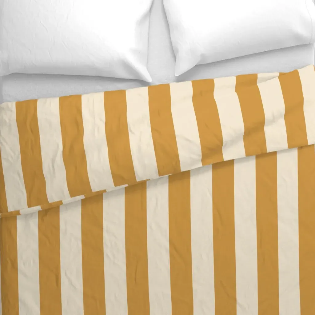 Vertical Cabana Stripe Wide Duvet Cover - Mustard Yellow alternate view