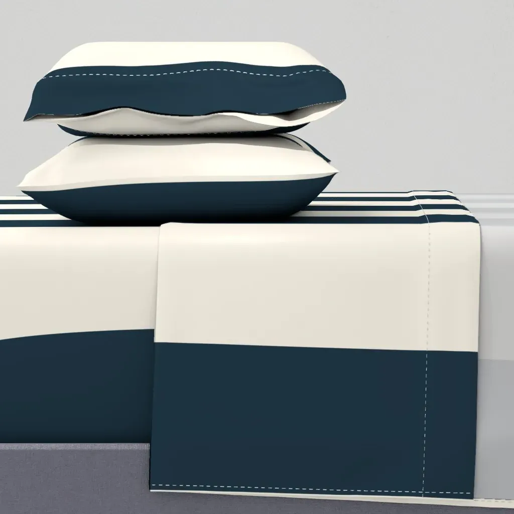 Vertical Cabana Stripes King Size Sheet Set - Navy Blue product