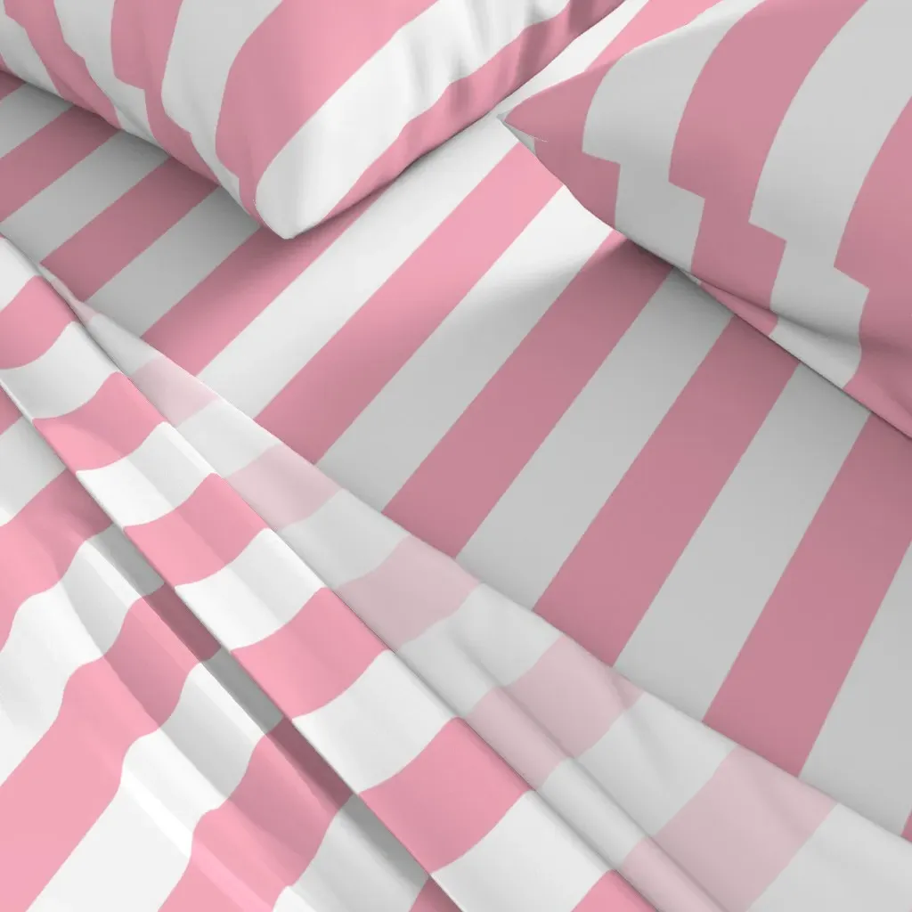 Vertical Cabana Stripes Queen Sheet Set - Pink, White alternate view