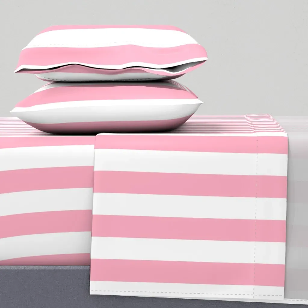 Vertical Cabana Stripes Queen Sheet Set - Pink, White product