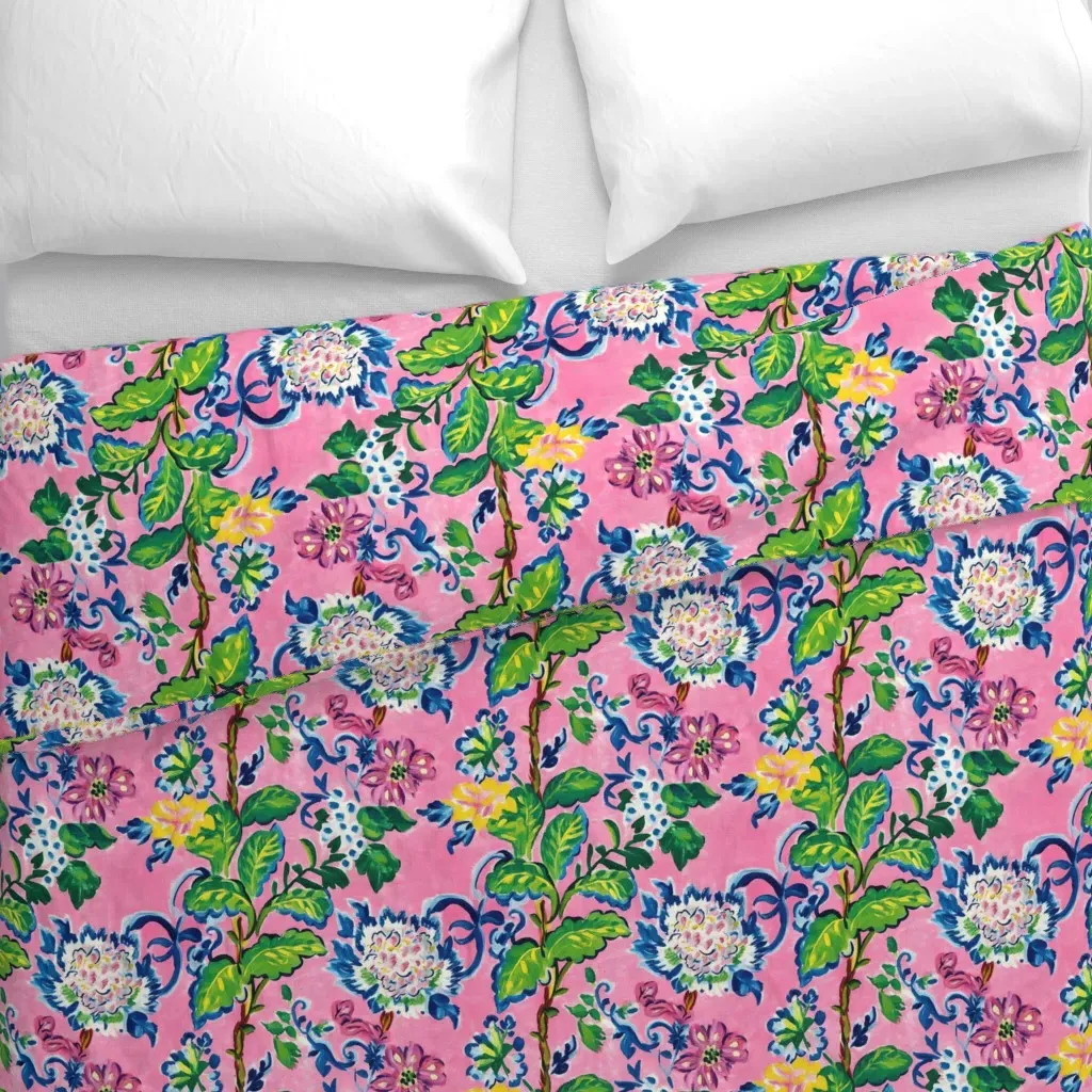 Vertical Climbing Flowers Duvet Cover - Pink alternate view