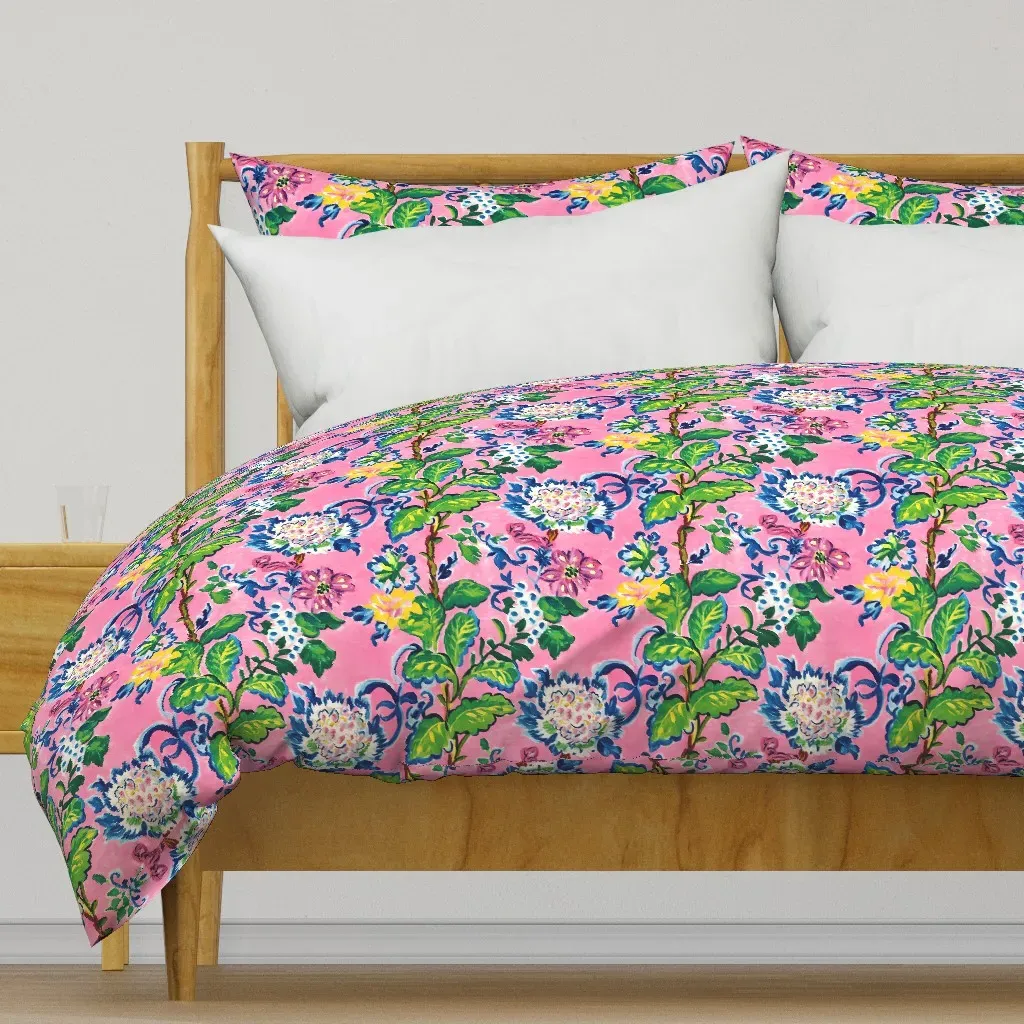 Vertical Climbing Flowers Duvet Cover - Pink product