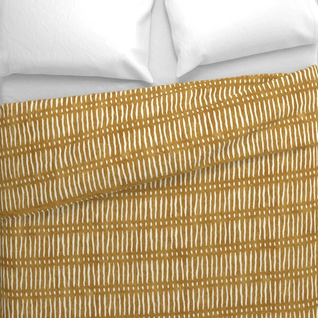 Vertical Dash Stripes Duvet Cover - Mustard Yellow alternate view