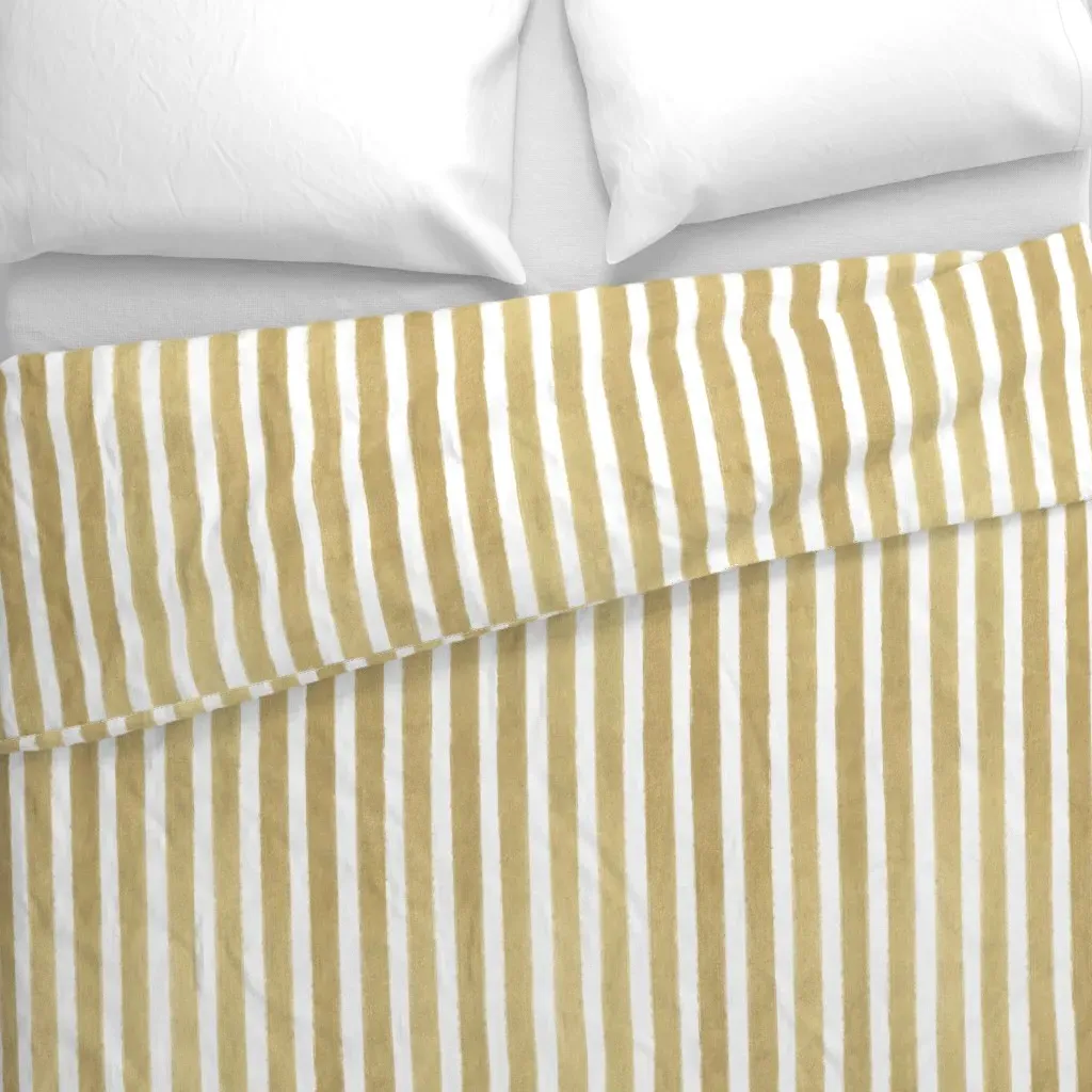 Vertical Gold Stripes Duvet Cover - Gold alternate view