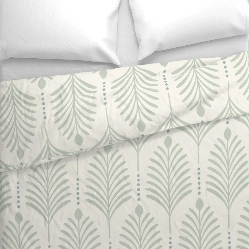 Vertical Leaves Duvet Cover - Sage Green alternate view