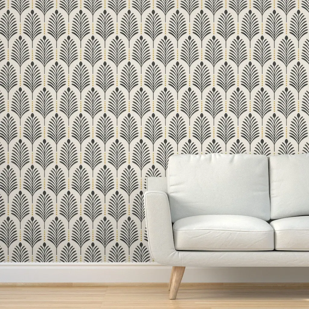 Vertical Leaves Peel and Stick Wallpaper - Black and Mustard product