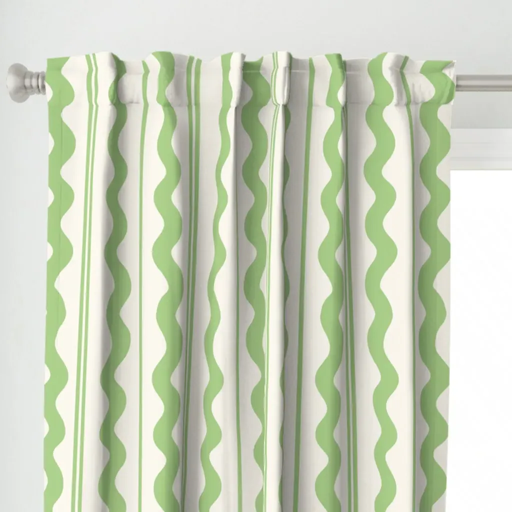 Vertical Stripes Curtain Panel - Green alternate view