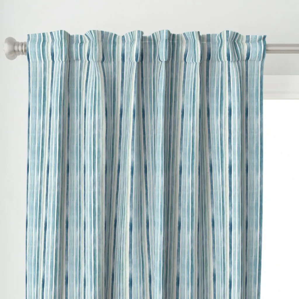 Vertical Stripes Curtain Panel - Teal alternate view