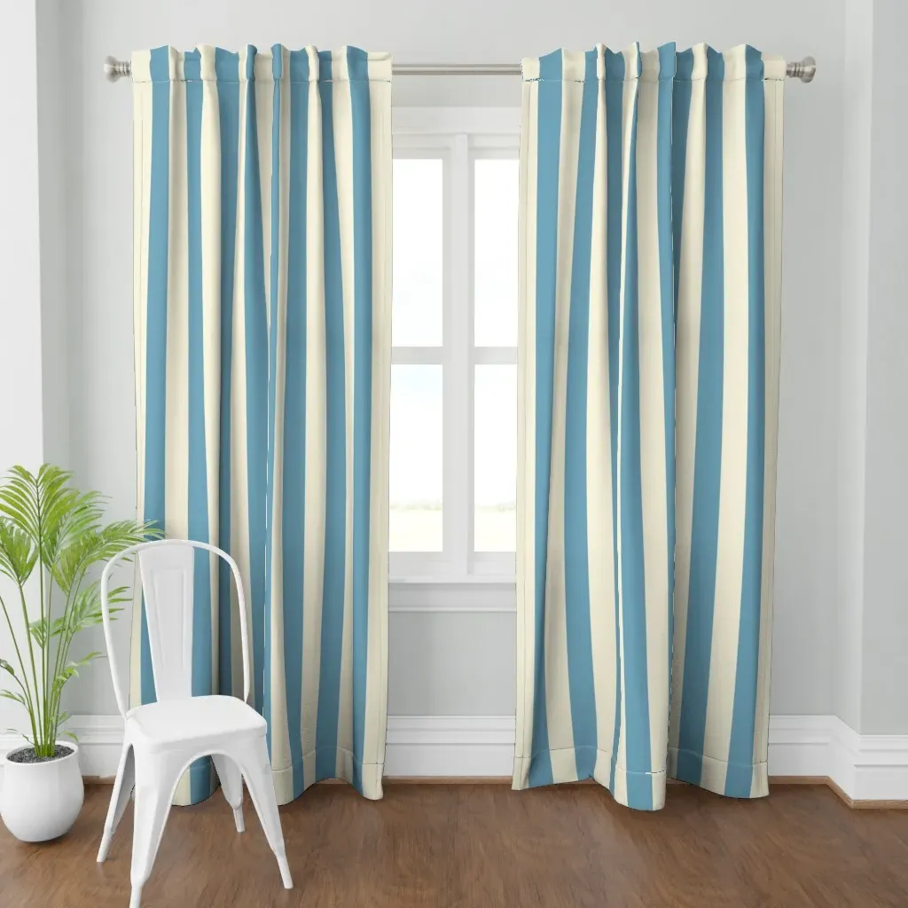 Vertical Stripes Large Curtain Panel - Sky Blue product