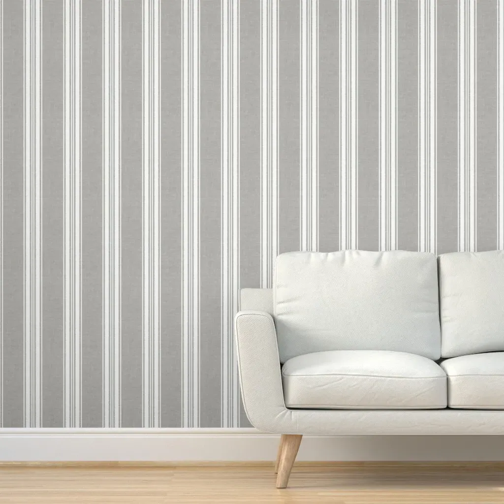 Vertical Stripes Peel and Stick Wallpaper - Grey, Linen product