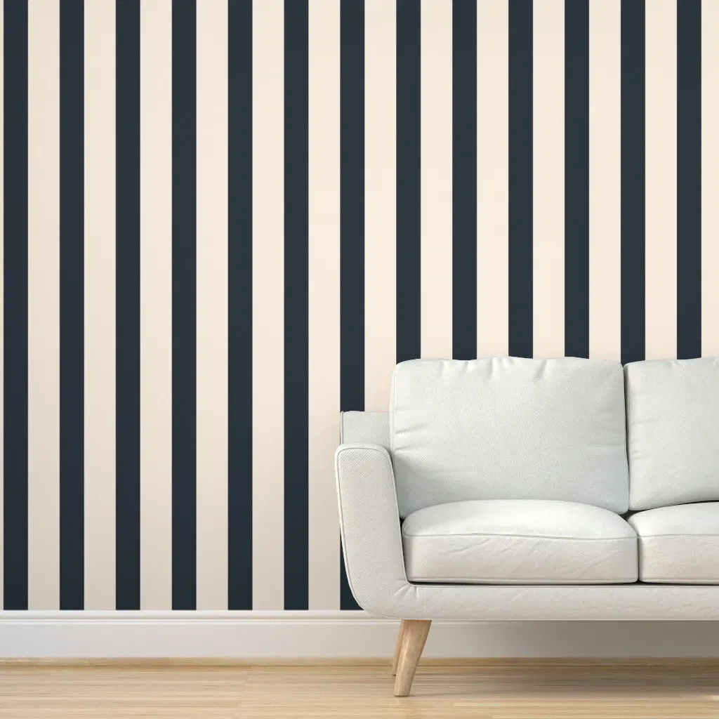 Vertical Stripes Peel and Stick Wallpaper - Navy, Cream product