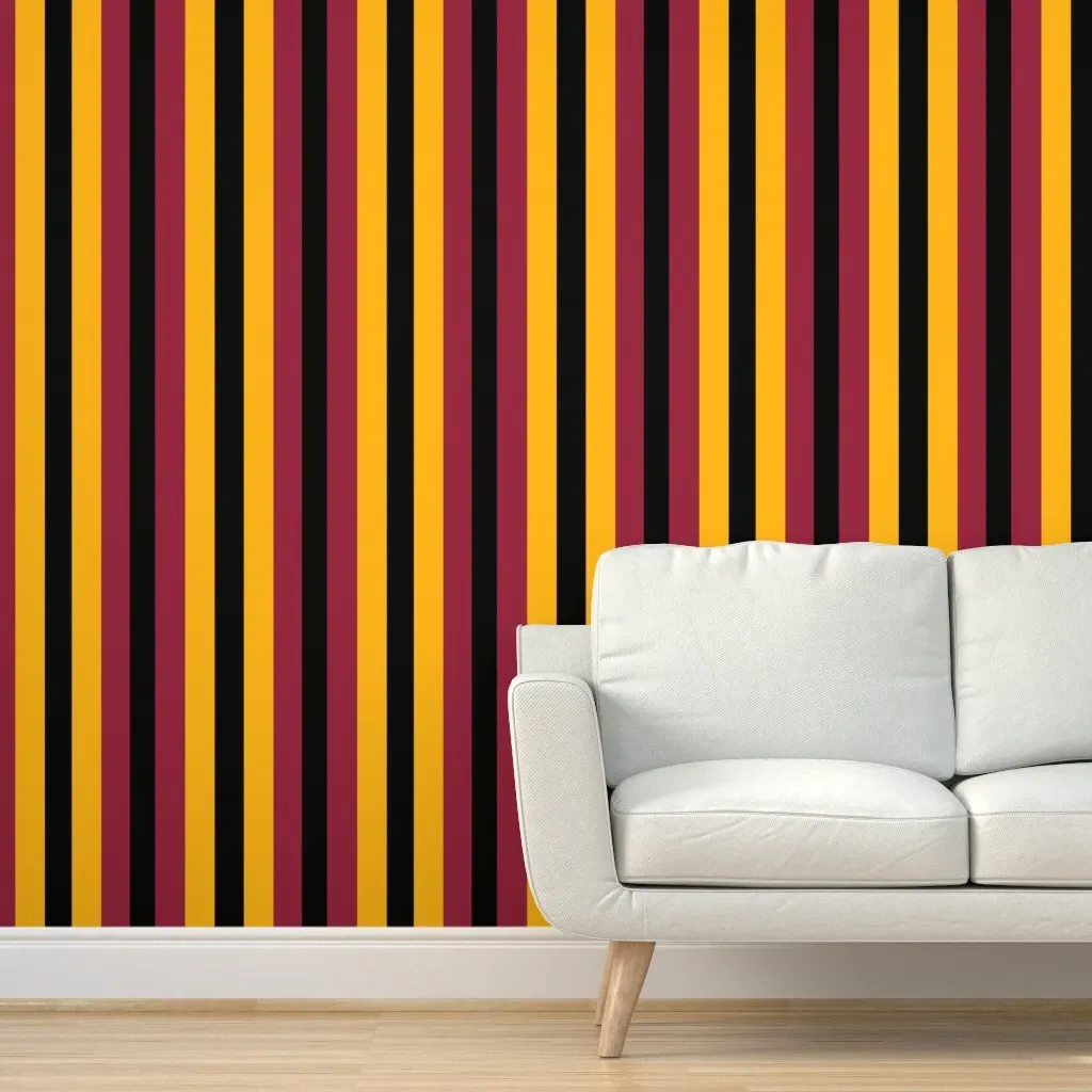 Vertical Stripes Peel and Stick Wallpaper - Red, Yellow, Black product