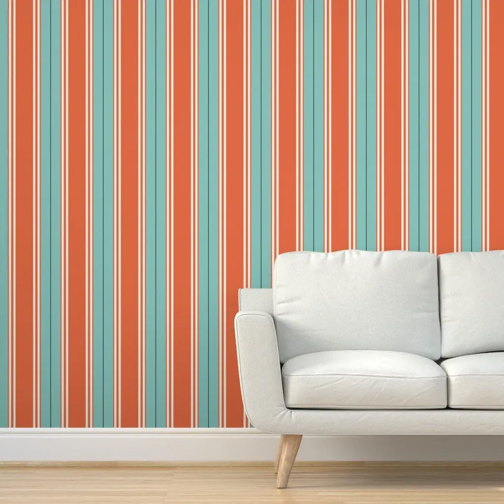Vertical Stripes Ticking Pattern Peel and Stick Wallpaper - Black product