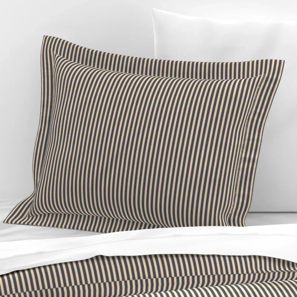 Vertical Ticking Midnight On Sand Standard Flanged Pillowcase - Cream, Cotton Sateen product