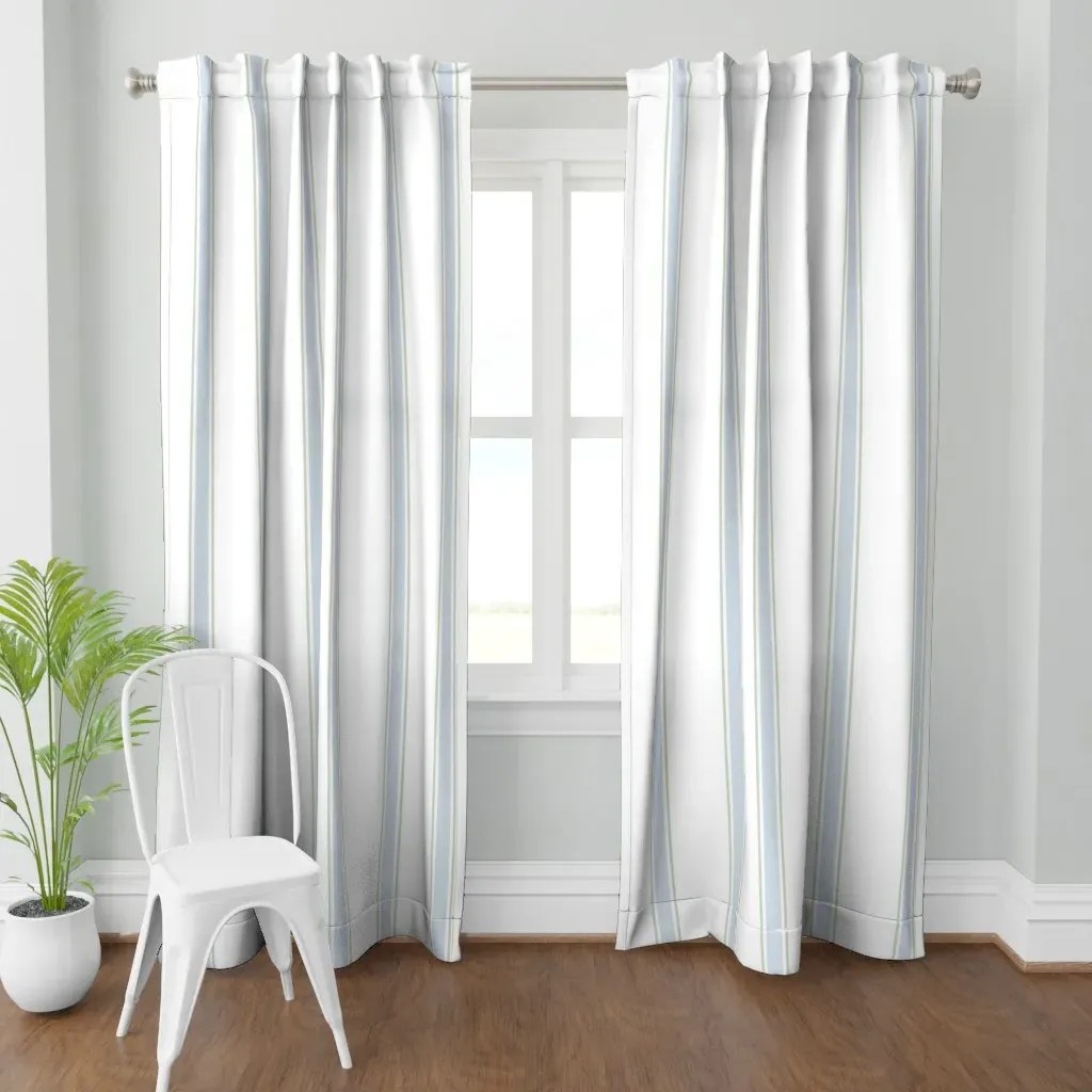 Vertical Ticking Stripes Curtain Panel - Light Blue product