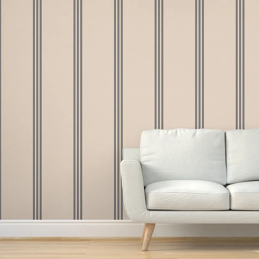 Vertical Triple Pinstripe Peel and Stick Wallpaper - Dark Navy Blue product