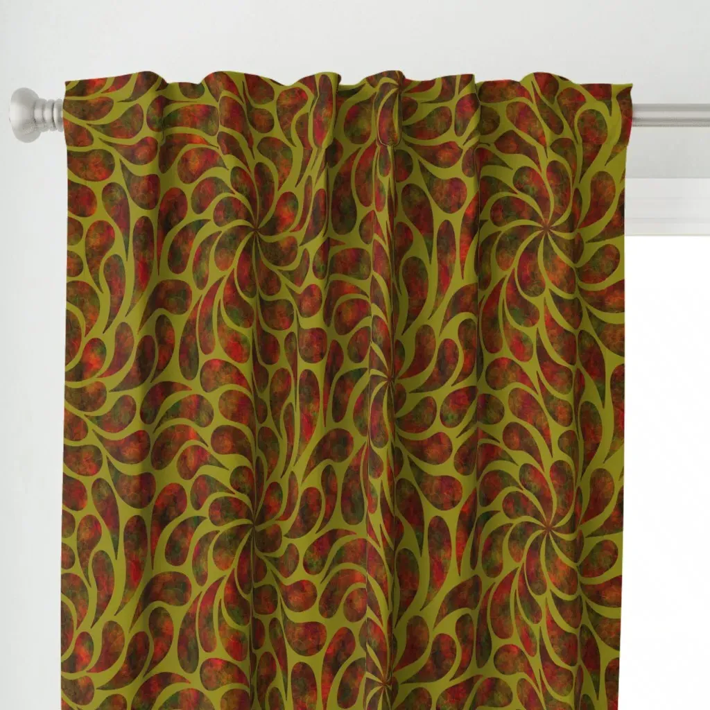 Vibrant Droplet Swirls Curtain Panel - Rust alternate view