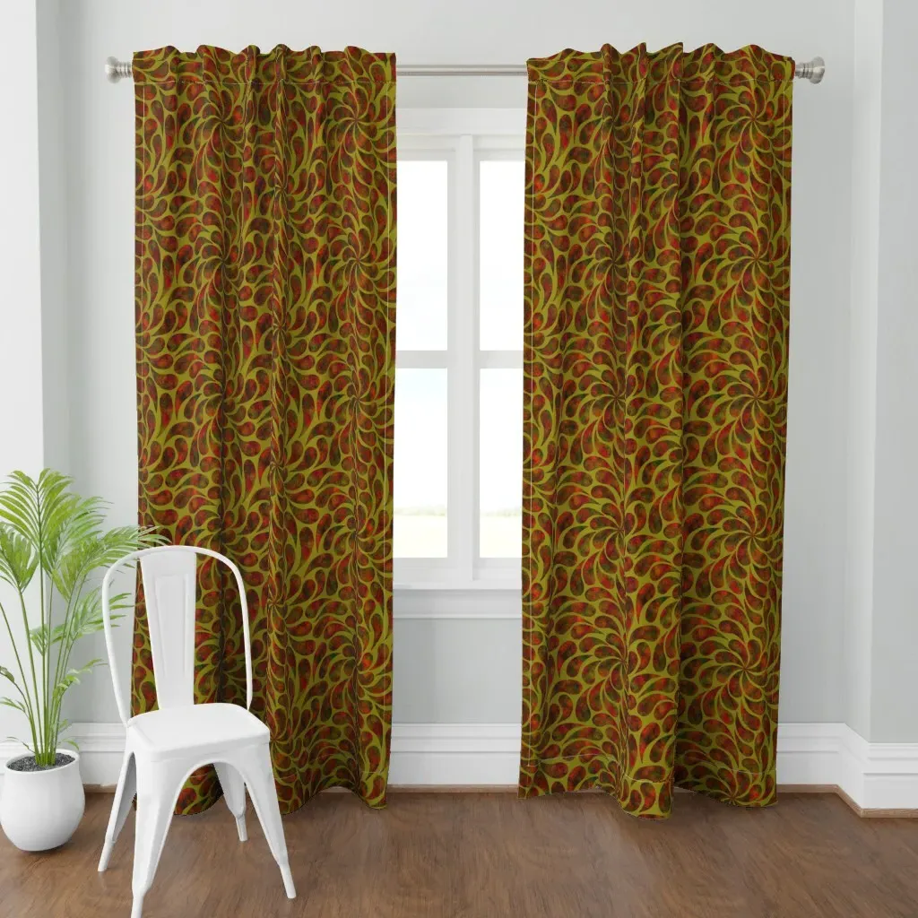 Vibrant Droplet Swirls Curtain Panel - Rust product