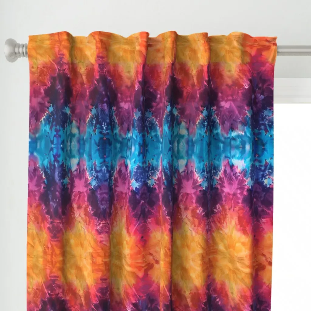 Vibrant Retro Curtain Panel - Orange alternate view