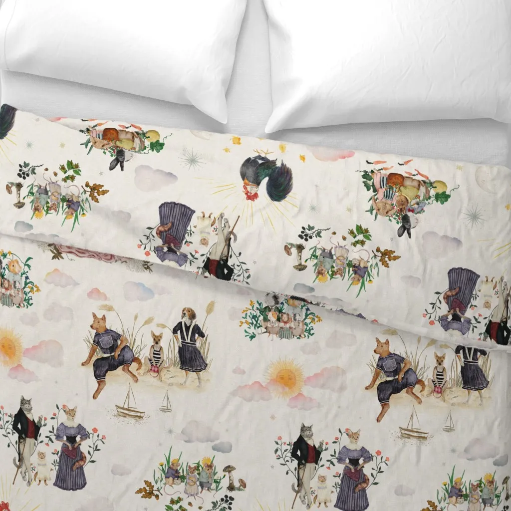 Victorian Animal Toile Duvet Cover - Off-White alternate view