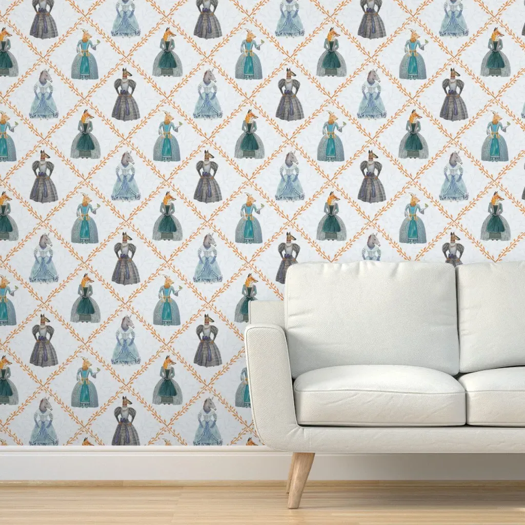 Victorian Creatures Peel and Stick Wallpaper - Teal product