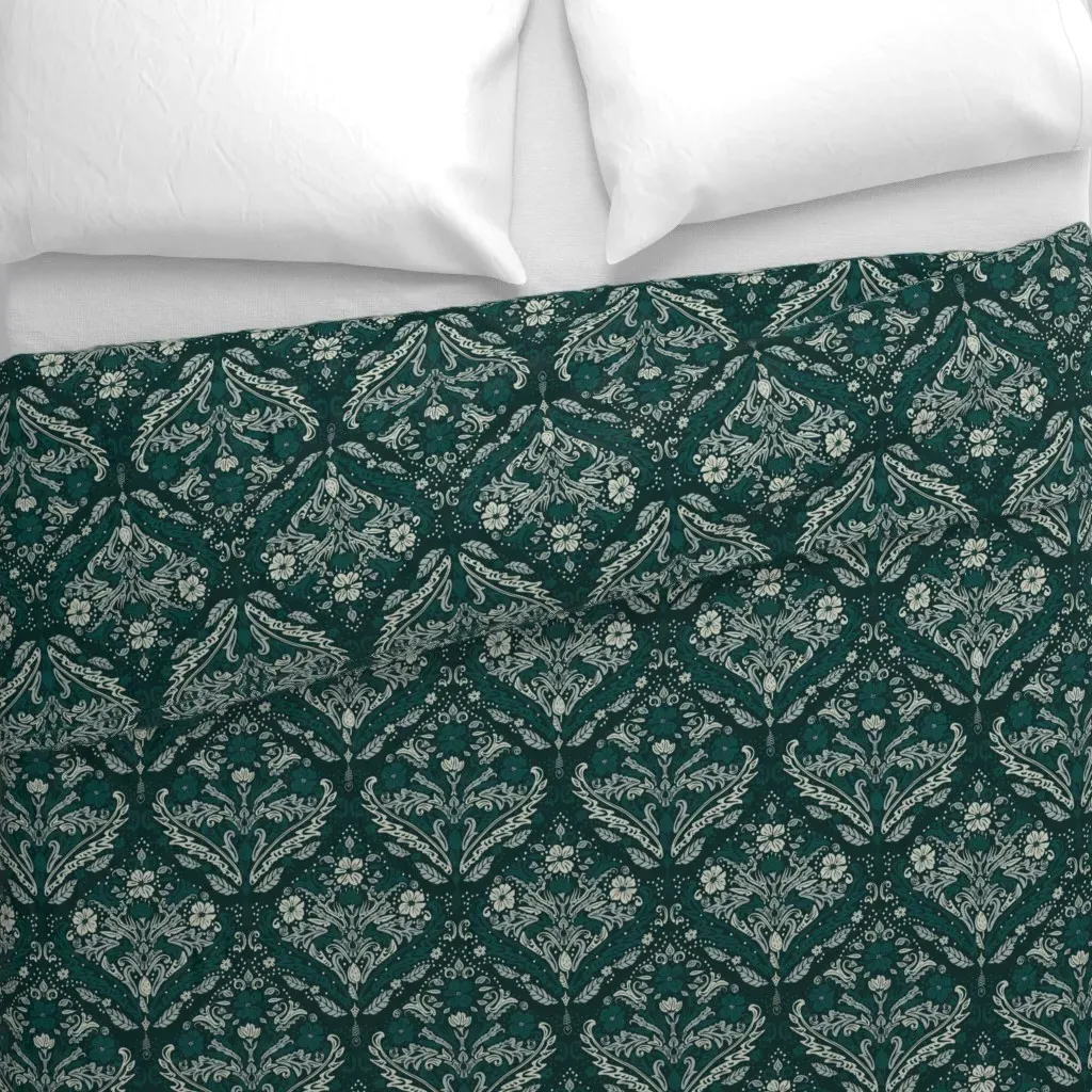 Victorian Damask Duvet Cover - Teal alternate view