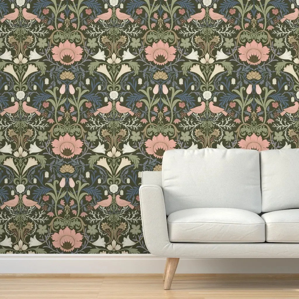Victorian Damask Floral Peel and Stick Wallpaper - Pink product
