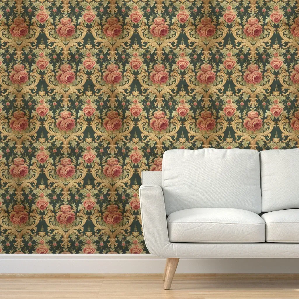 Victorian Damask Peel and Stick Wallpaper - Gold product