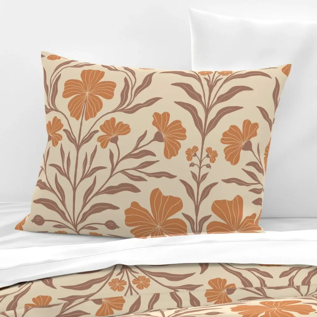 Victorian Damask Standard Knife Edge Cushion Cover - Orange, Cotton Sateen product