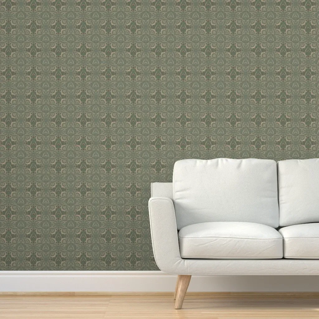 Victorian Floral Damask Peel and Stick Wallpaper - Sage Green product
