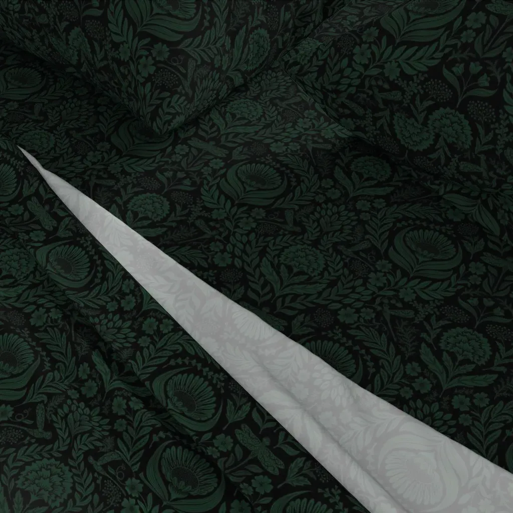 Victorian Floral Damask Queen Sheet Set - Dark Emerald Green alternate view