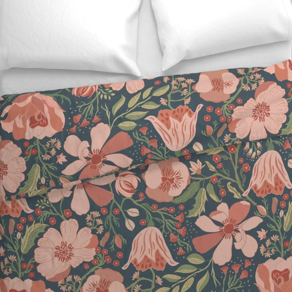Victorian Floral Duvet Cover - Dusty Rose alternate view