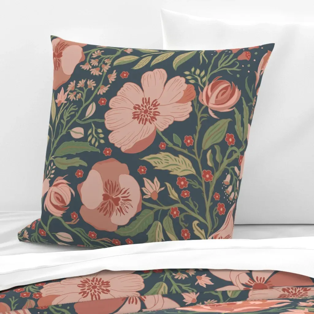 Victorian Floral Jumbo Euro Pillow Sham - Dusty Rose product