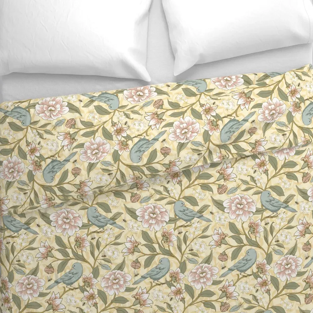 Victorian Floral Large Duvet Cover - Pale Pink alternate view