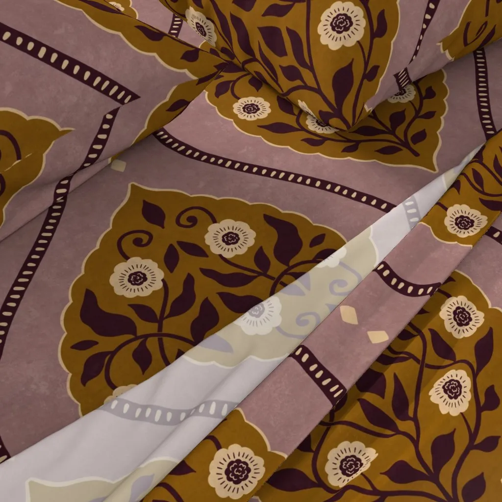 Victorian Floral Medallion Queen Sheet Set - Mustard alternate view