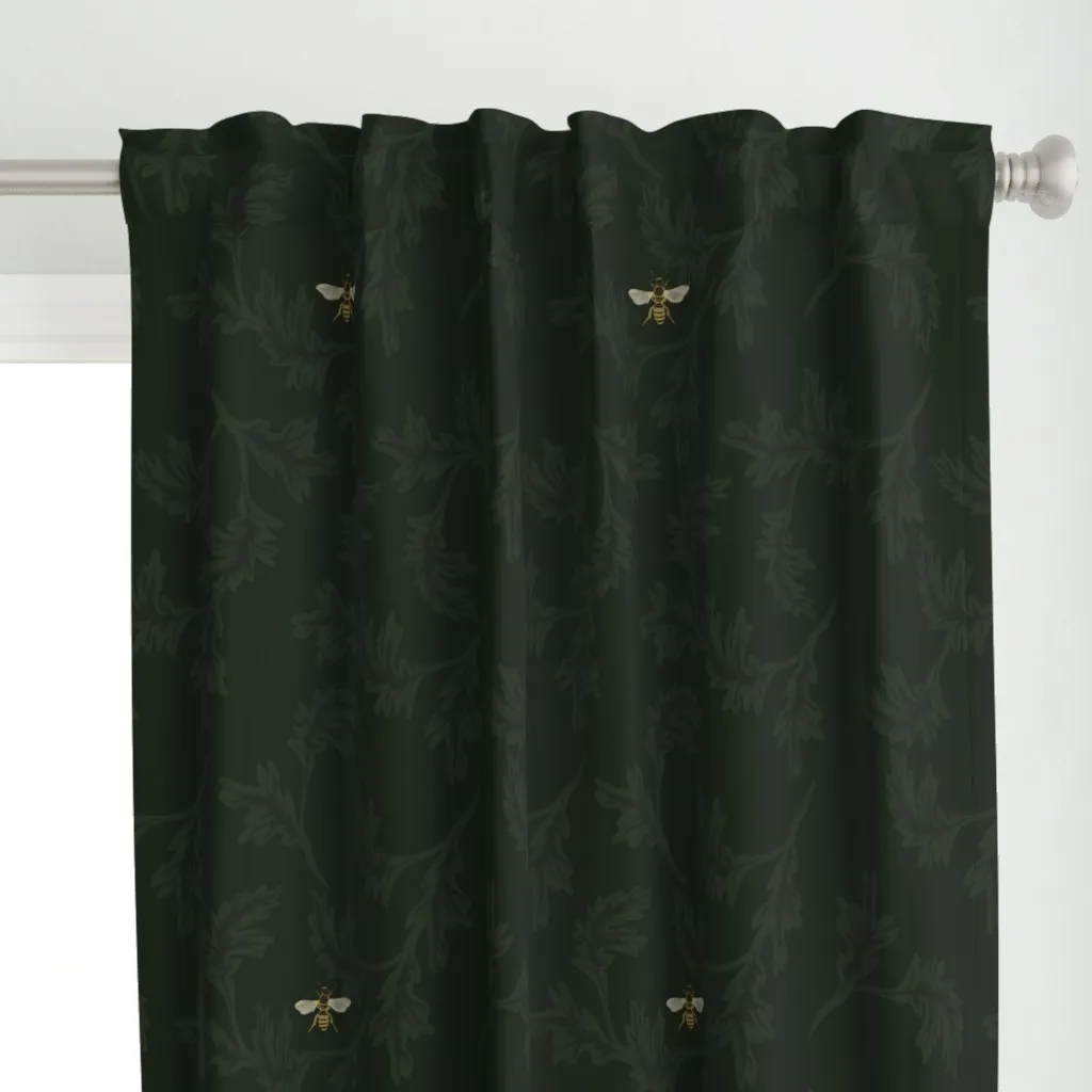 Victorian Honeybees Curtain Panel - Dark Green alternate view