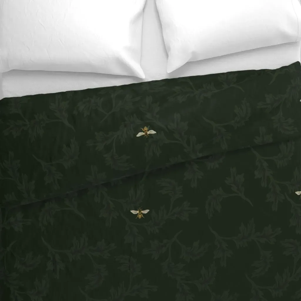 Victorian Honeybees Duvet Cover - Dark Green alternate view