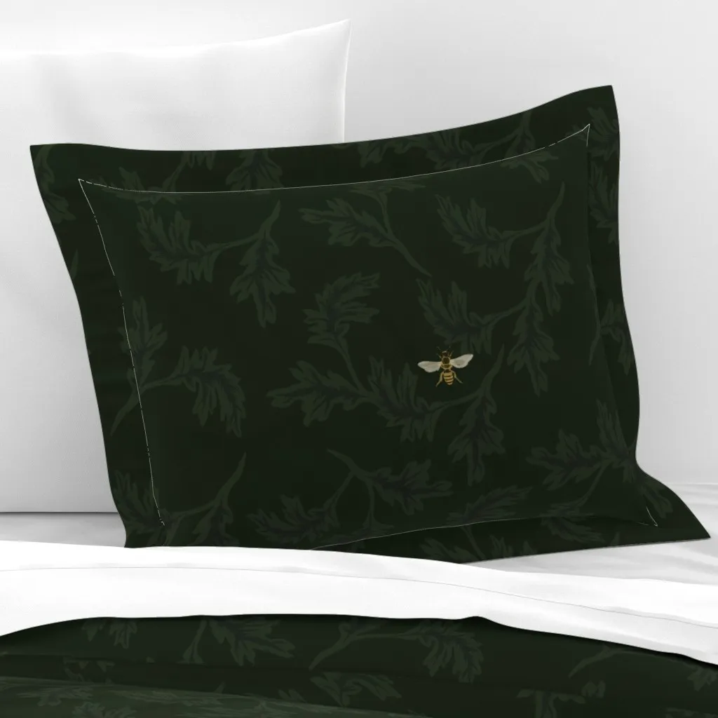 Victorian Honeybees Standard Flanged Pillow Sham - Dark Green, Cotton Sateen product