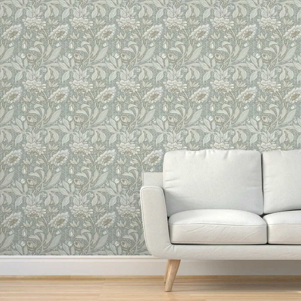 Victorian Lace Hellebore Peel and Stick Wallpaper - Gray, Sage product