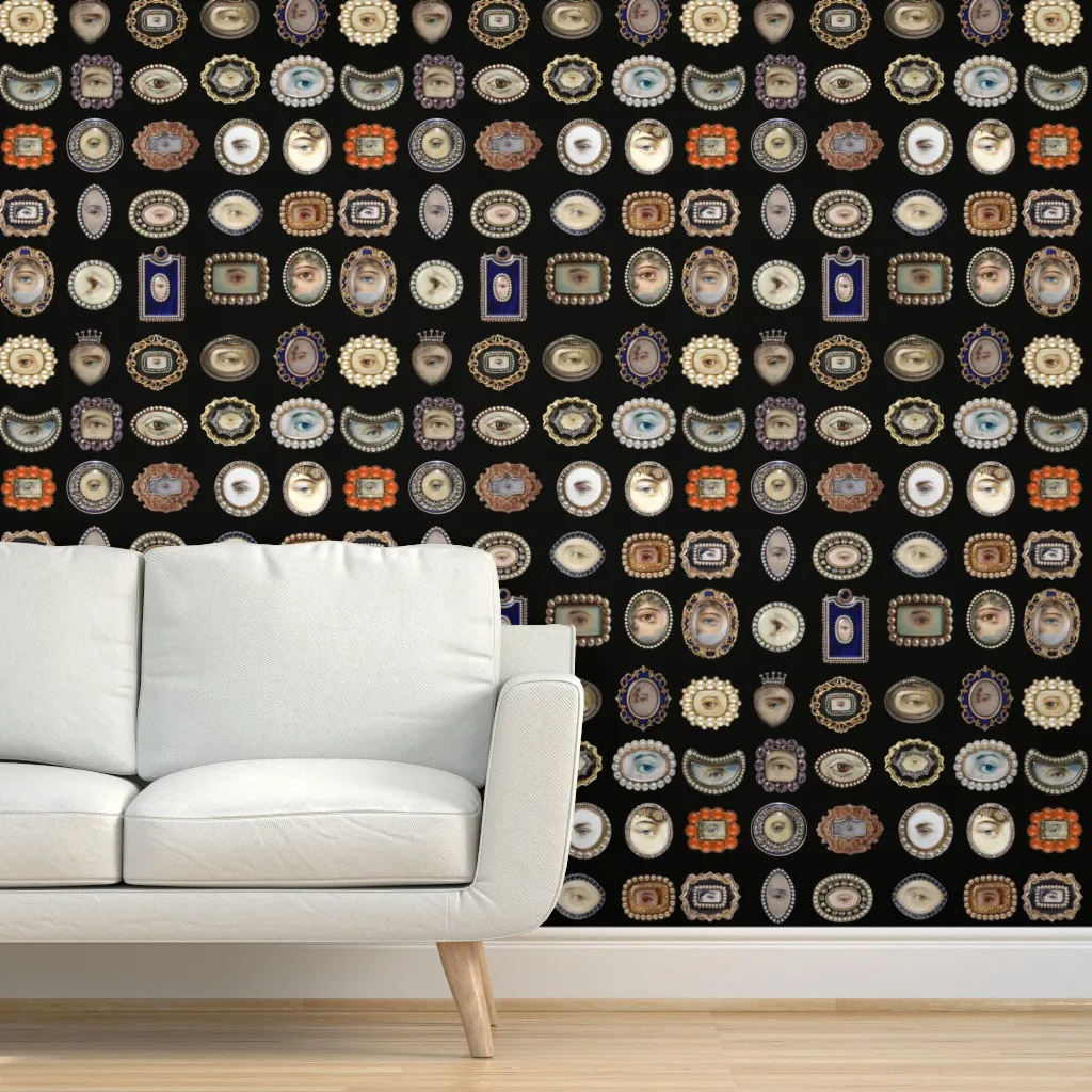 Victorian Lover's Eyes Peel and Stick Wallpaper - Black product