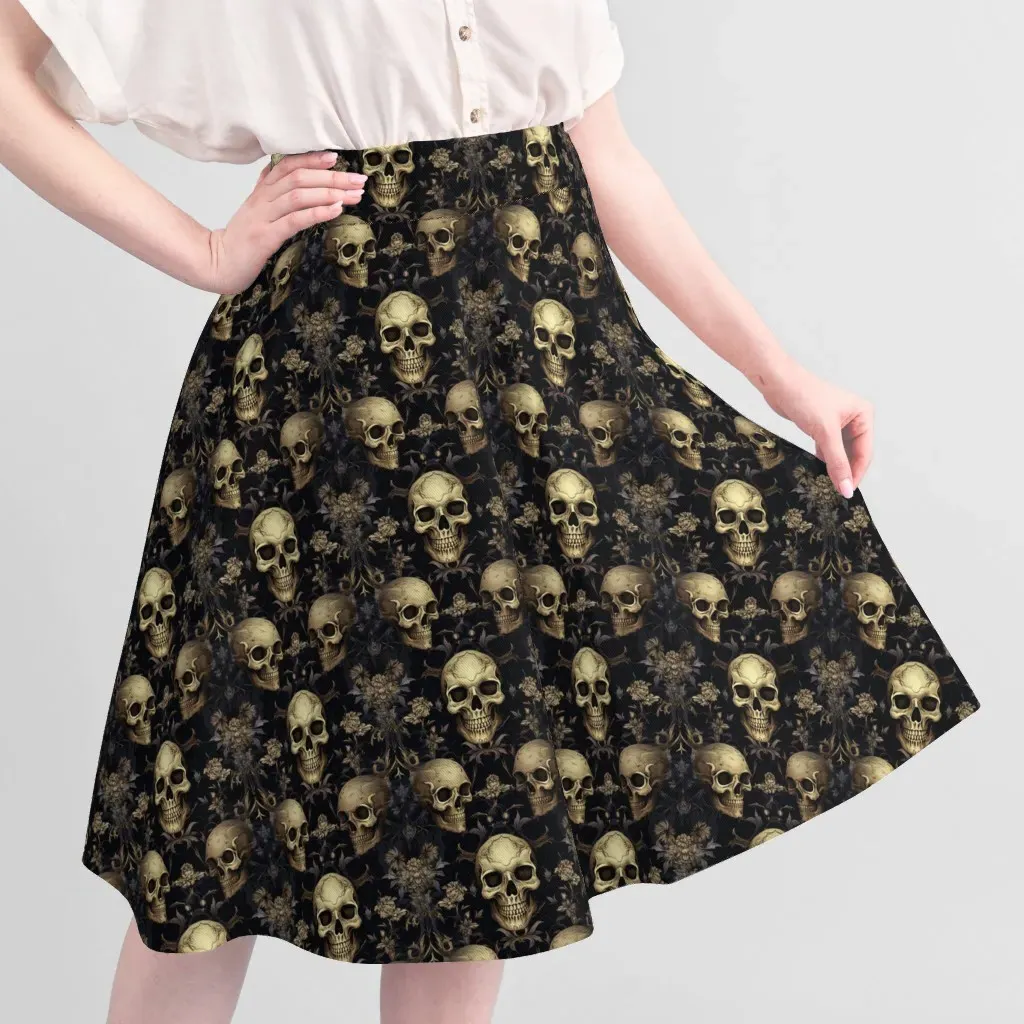 Victorian Memento Mori Gothic Skull Fabric Yardage - Gold alternate view