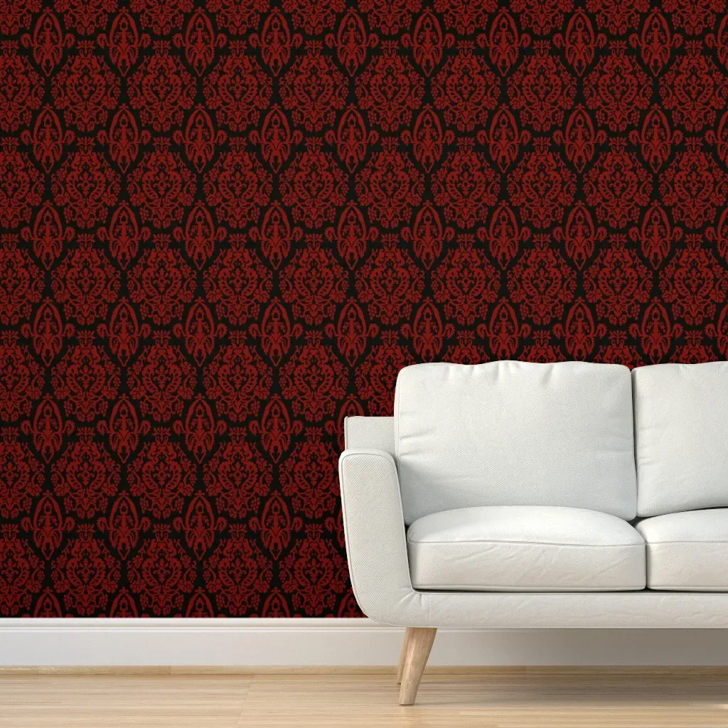 Victorian Ogee Damask Peel and Stick Wallpaper - Burgundy product