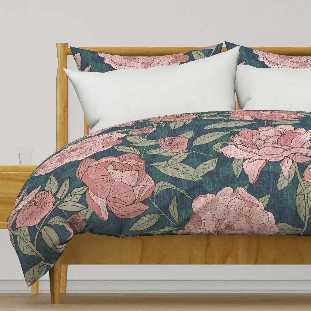 Victorian Peony Botanical Duvet Cover - Dusty Rose product