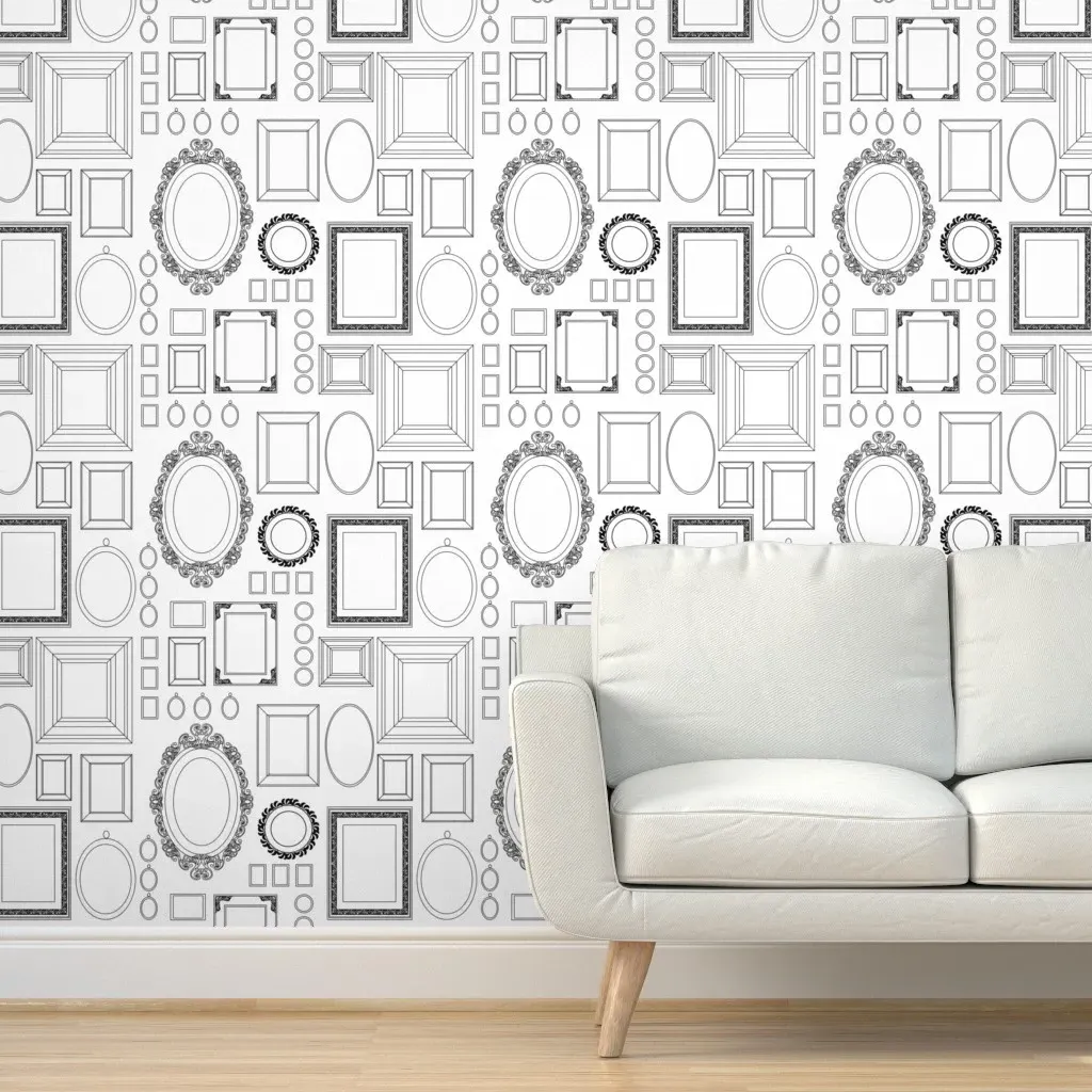 Victorian Picture Frames Peel and Stick Wallpaper - White, Black product