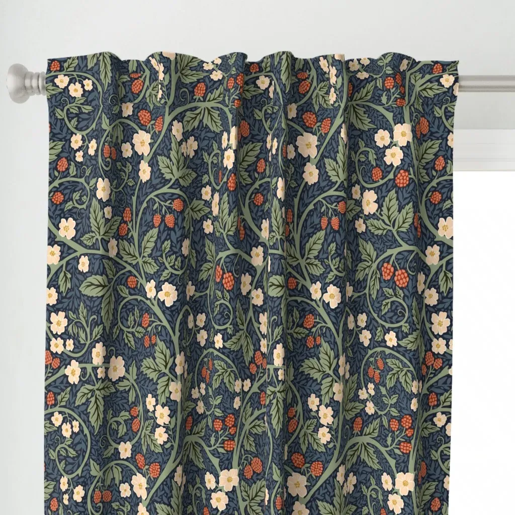 Victorian Raspberry Large Curtain Panel - Green alternate view