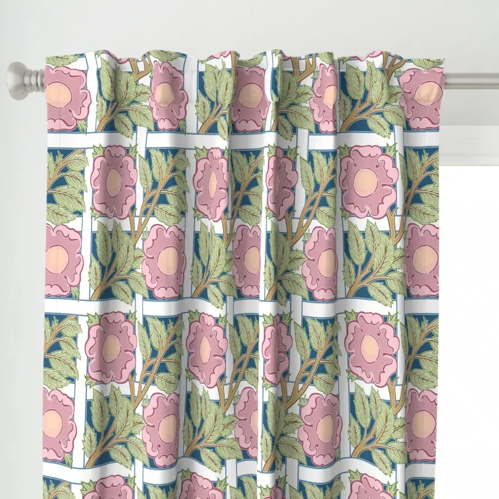 Victorian Rose Trellis Curtain Panel - Pink alternate view