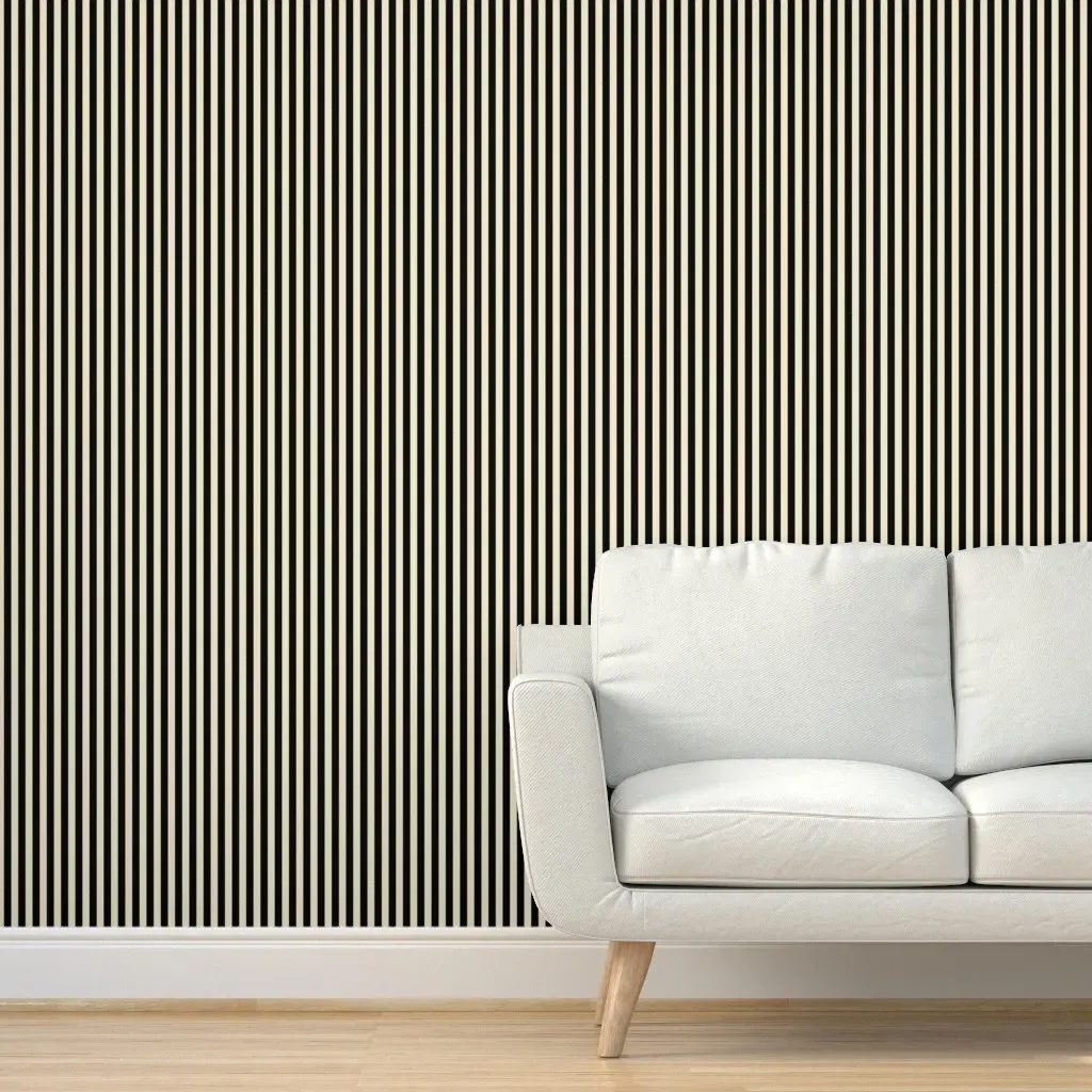 Victorian Stripes Garden Tea Party Peel and Stick Wallpaper - Black product